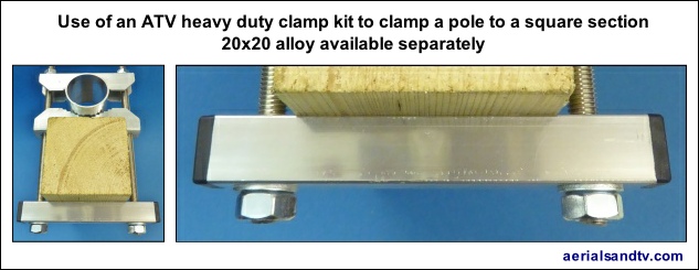 ATV heavy duty clamp kit pole to square section 245H x 633W L5