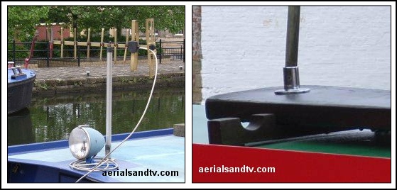 Aerial neatly mounted on the roof of a boat and on a gang plank 559W L5 kB