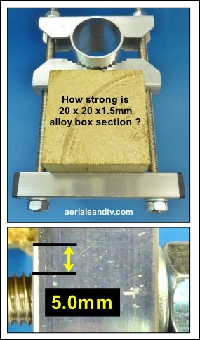 How strong is 20x20 box section alloy 285W x 483H L5