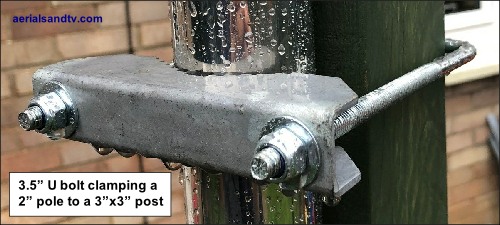 Installing a 2in pole on a 3x3 post using a 3.5in U bolt 500W L10