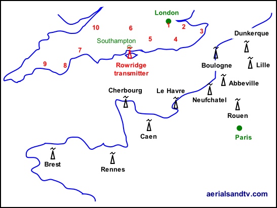 Rowridge and French transmitters map  547W L10