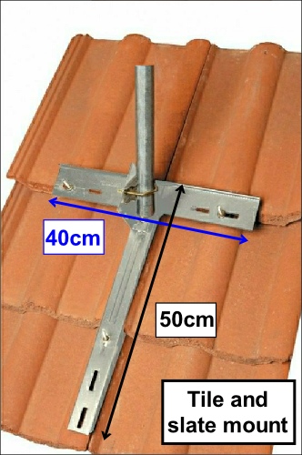 Tile and slate roof mount to install short poles and small aerials 500H L5