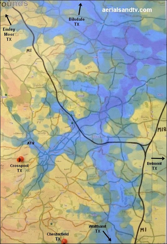 Topographical map of Sheffield area ATV maps 775H 116kB L5