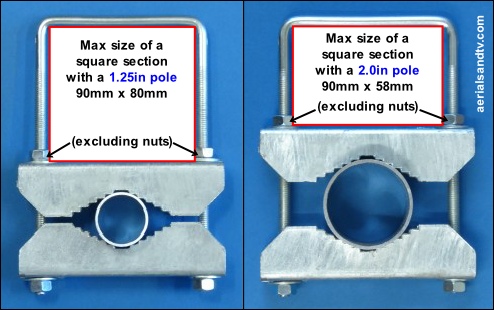 Use of a 3.5 in pole clamp with a square section 494W