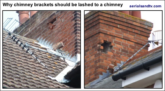 Why brackets should be lashed to chimney stacks NOT screwed to them 561W L5