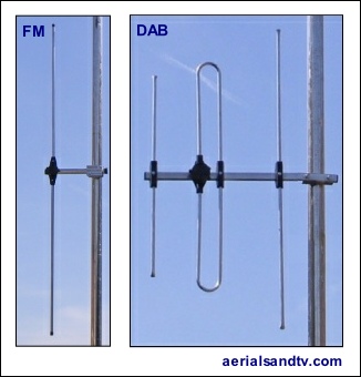 FM dipole and DAB 3 element aerials