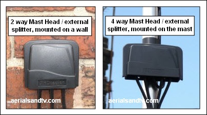 Mast head and wall mount splitters 404W L5