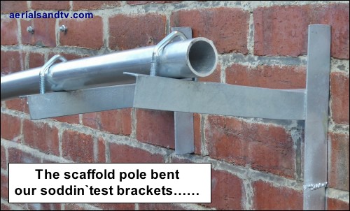 Scaffold pole bent our test brackets 500W L10 kB