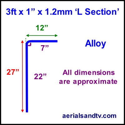 3ft x 1in x 1.2mm alloy L Section pole 401Sq
