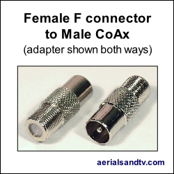 Female F connector to Male CoAx adapter 250Sq L5