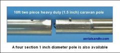 Heavy duty 2 piece 1.5 inch diameter caravan pole 454W L5