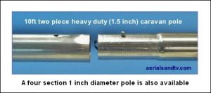 Heavy duty 2 piece 1.5 inch diameter caravan pole 454W L5