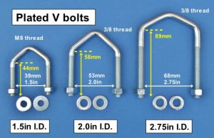 Plated V bolts 1.5in 2.0in 2.75in 530W text L10