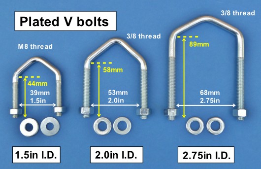 Plated V bolts 1.5in 2.0in 2.75in 530W text L10