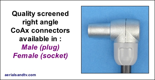 Right angle coax connectors male female 4 258H L5