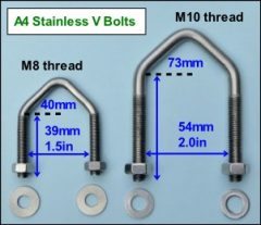 Stainless V bolts 1.5in and 2.0in 301W L10