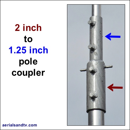 2 to 1.25 inch pole coupler 450Sq L5 2 to 1.25 inch pole coupler 450Sq L5