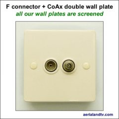 F connector plus CoAx double wall plate screened 400Sq L5