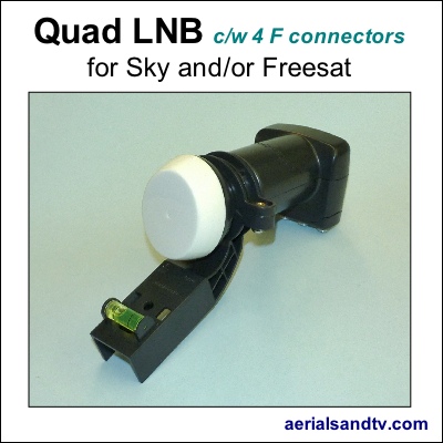 Quad LNB for Sky or Freesat cw 4 F connectors 400Sq L5