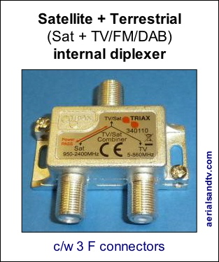 Satellite + terrestrial (TV+FM+DAB) internal diplexer 374H L5