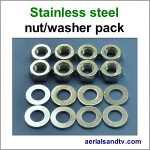 Stainless steel M10 nut and washer pack 460Sq L5