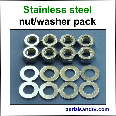 Stainless steel M10 nut and washer pack 460Sq L5