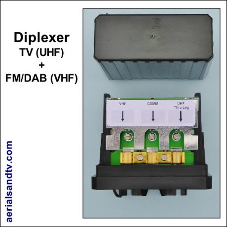 VHF + UHF diplexer (TV + FM-DAB) inside 600W L5