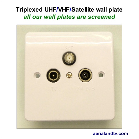 Wall plate triplexed VHF-UHF-Satellite 480Sq L5