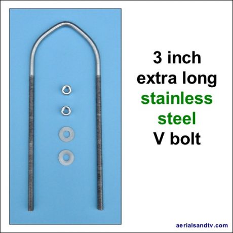 V bolt 3 inch extra long stainless steel 540Sq L10