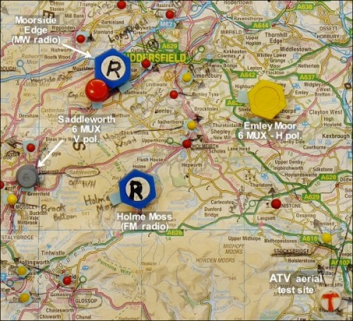 Small section of the map around Emley Moor 602W L10