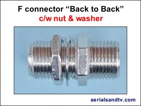F connector back to back female to female coupler with nut and washer 500H L5