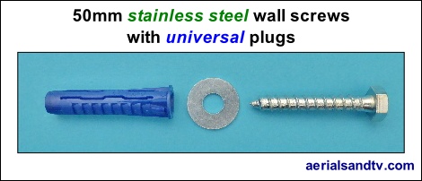 50mm stainless wall screws with universal plugs 470W L5