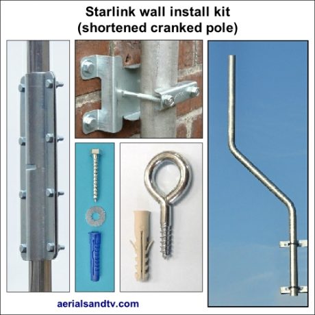 Starlink pole wall install kit shortened cranked pole 500H L5
