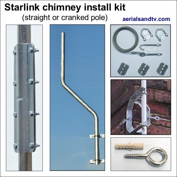 Starlink installation kits A.T.V. Poles, Brackets, Clamps & Aerials