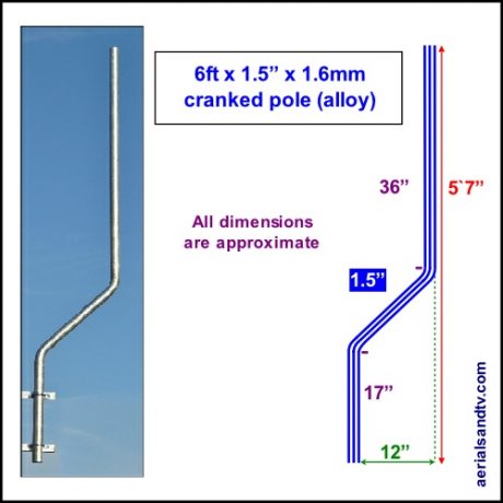 6.5ft x 1.5in diameter x 1.6mm wall thickness alloy pole 1 500W L5