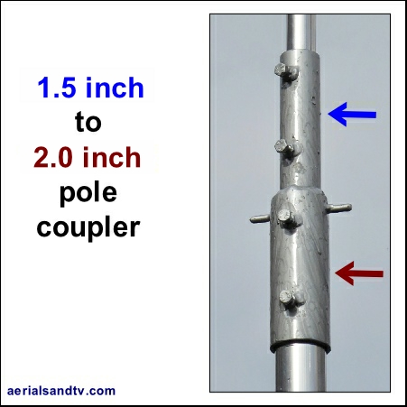 2 to 1.5 inch pole coupler fits a Starlink 