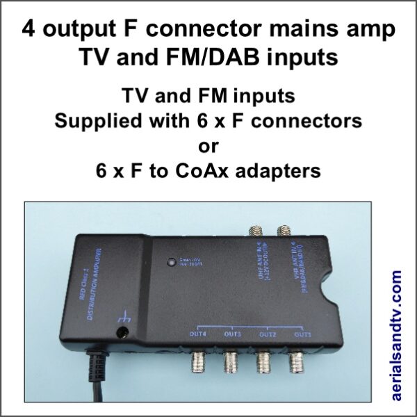 Splitters, amplifiers and diplexers A.T.V. Poles, Brackets, Clamps