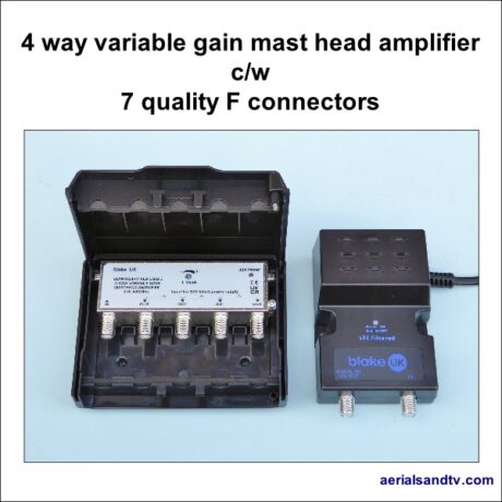 4 way variable gain masthad amp with power supply 600Sq L5